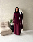 Saria Plum Floral Mesh Top Satin Tie Back Dress
