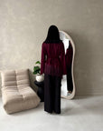 Shay Wine Tassel Hem Tie Back Satin Top