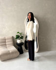 Shay Cream Tassel Hem Tie Back Satin Top