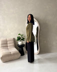 Shay Olive Green Tassel Hem Tie Back Satin Top
