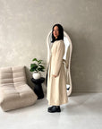 Aven Beige Belted Pocket Plain Trench Coat