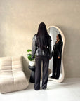 Aria Black Short Leather Belted Trench Jacket