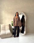 Amara Mocha Belted Thick Open Cardigan-House Of Haniya