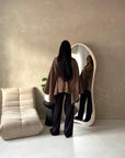 Amara Mocha Belted Thick Open Cardigan-House Of Haniya