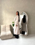 Rosh Beige Belted Balloon Sleeve Plain Jacket