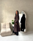 Rosh Brown Belted Balloon Sleeve Plain Jacket