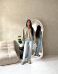 Emma Khaki Checked Zipper Bomber Jacket-House Of Haniya