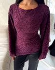 Aura Plum Lace Detail Lined Tie Back Top