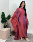 Zayna Red Shimmer Tie Kaftan Dress