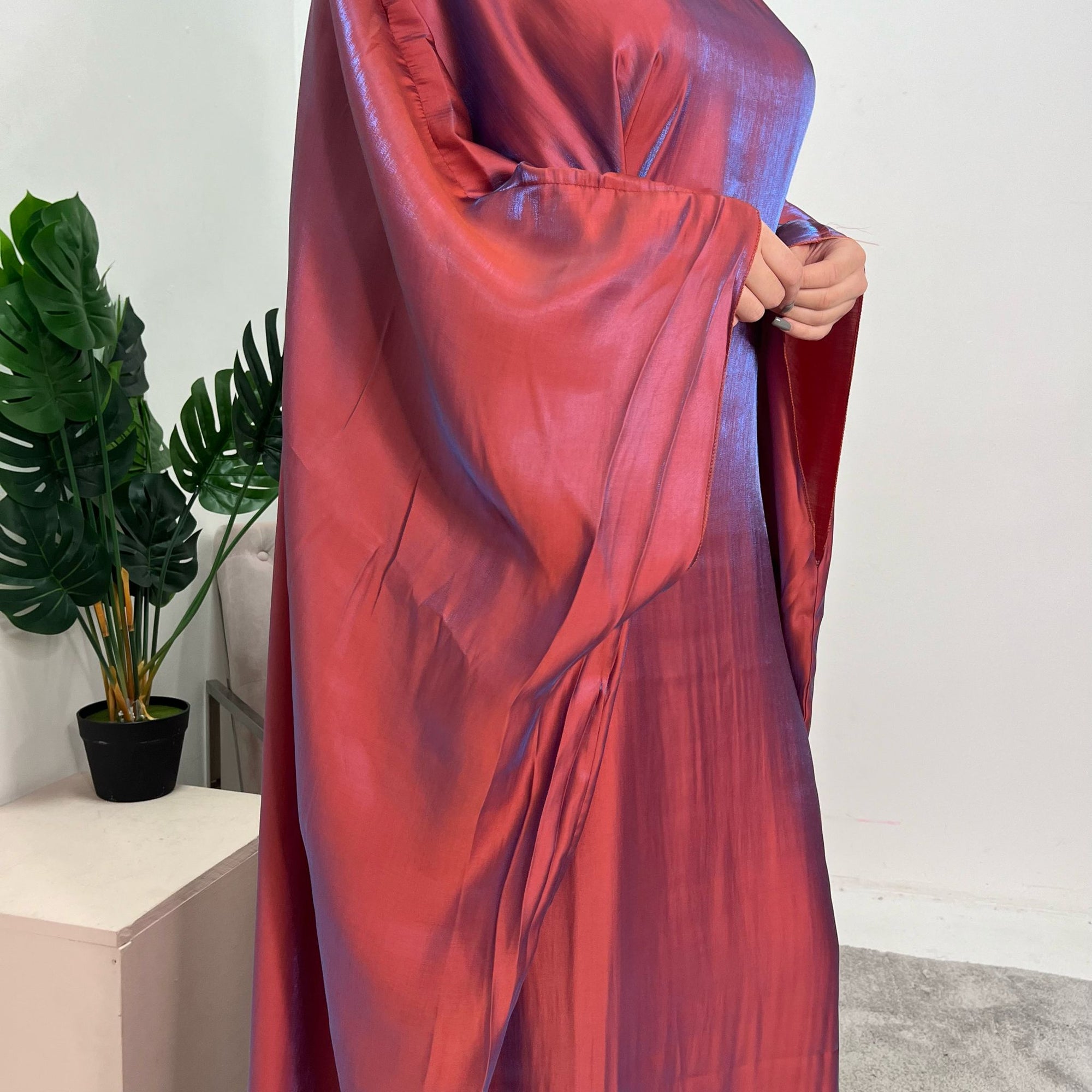 Zayna Red Shimmer Tie Kaftan Dress