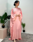 Haniya Pink Fur Trim Kaftan Dress