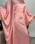 Haniya Pink Fur Trim Kaftan Dress