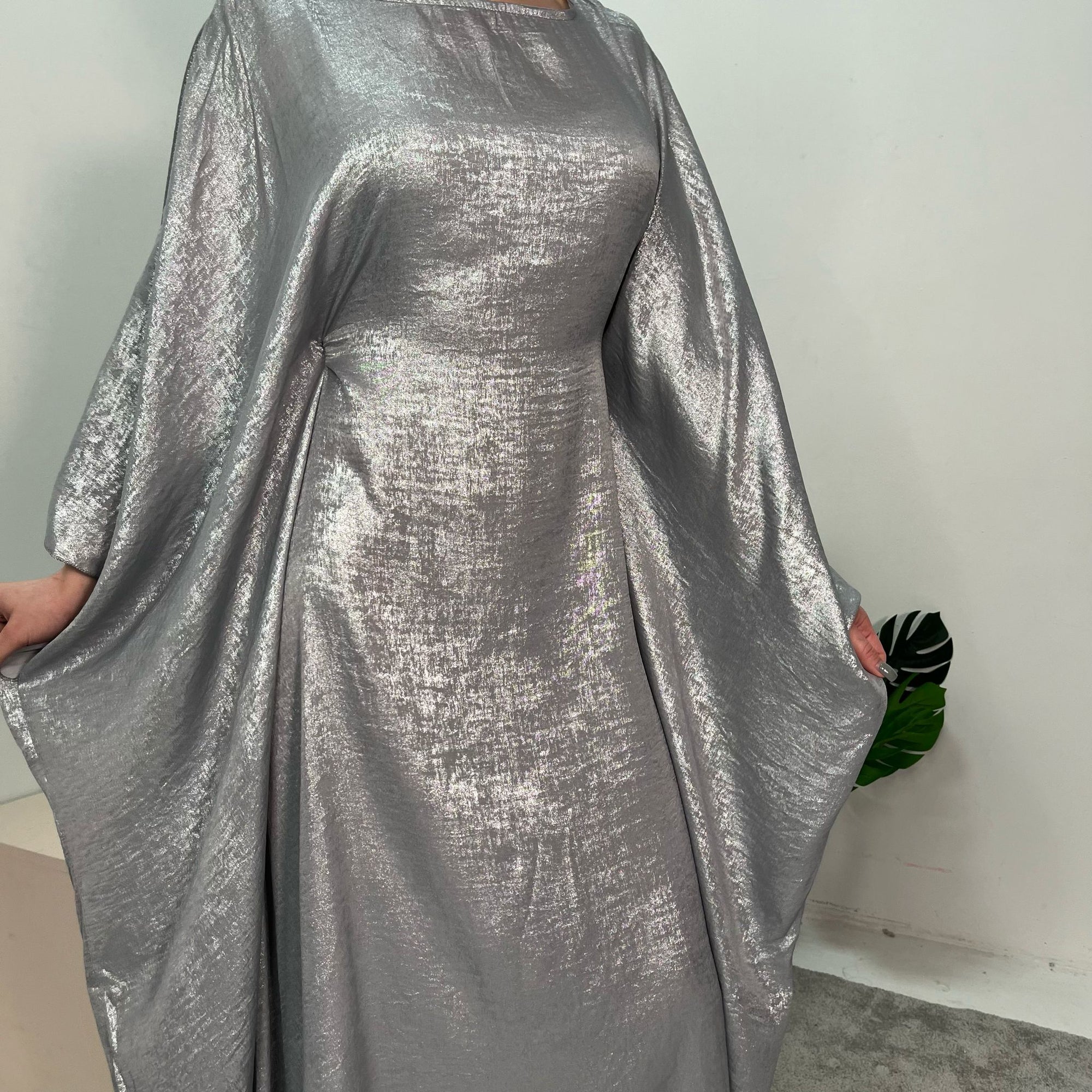 silver batwing dress boohoo Women's Plus Sequin Batwing Shift Dress in Silver