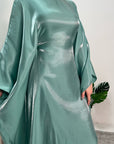 Zayna Aqua Shimmer Tie Kaftan Dress