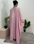 Rabia Pink Metallic Elasticated Batwing Kaftan Dress