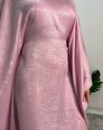 Rabia Pink Metallic Elasticated Batwing Kaftan Dress