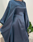 Zayna Midnight Blue Shimmer Tie Kaftan Dress