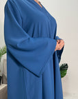 Aaliya Blue Plain V Neck Abaya