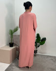 Aaliya Pink Plain V Neck Abaya