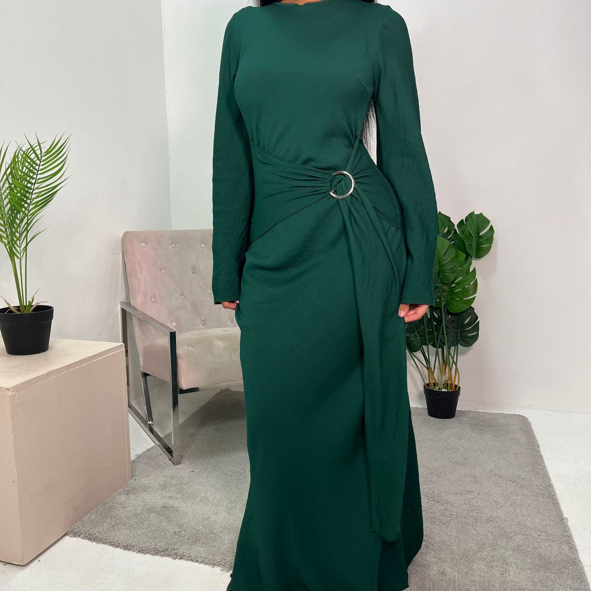 Yasmina Emerald Green Linen Buckle Tie Waist Dress House Of Haniya Yasmina Emerald Green Linen Buckle Tie Waist Dress House Of Haniya