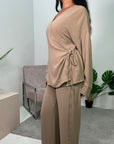 Ahura Mocha V Neck Wrap Over Co Ord