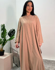 Aaliya Beige Plain V Neck Abaya